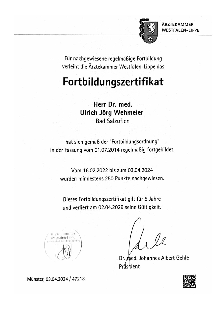 Fortbildungen Zertifikat